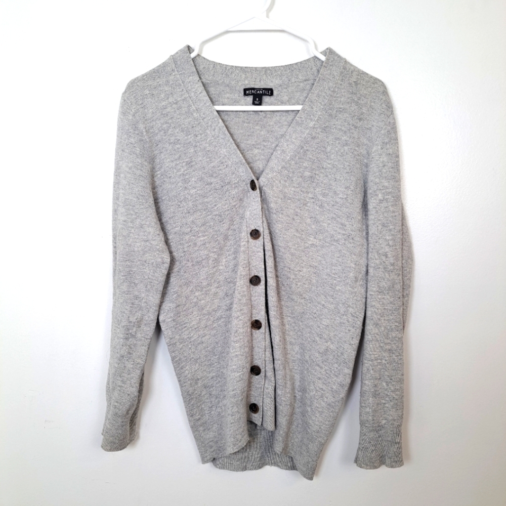 J.‎ Crew Mercantile Grey Knit Wool Blend Old Money Minimalist Cardigan Size S